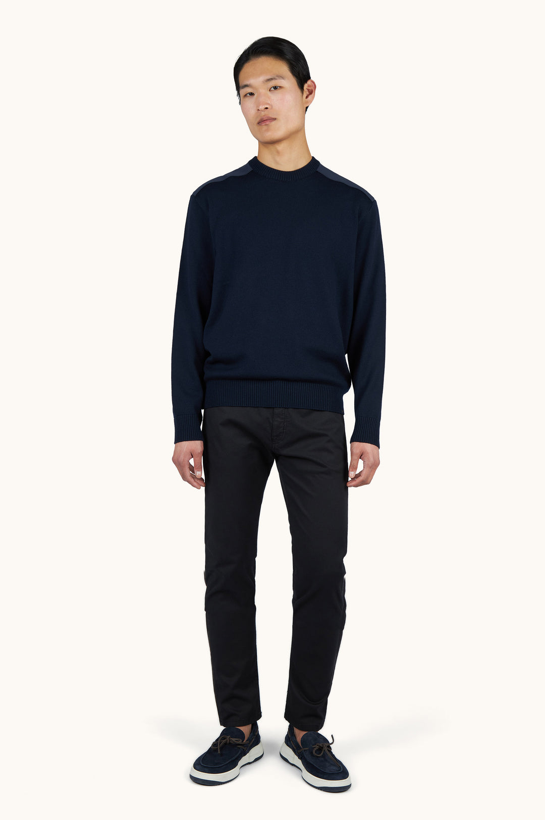 Paul &amp; Shark Soft Cool Touch Wool Crewneck Sweater with Typhoon® Details | Navy
