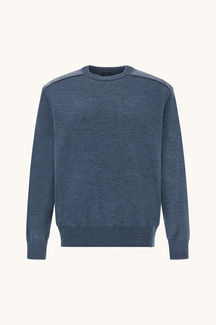Paul &amp; Shark Soft Cool Touch Wool Crewneck Sweater with Typhoon® Details | Blue Melange