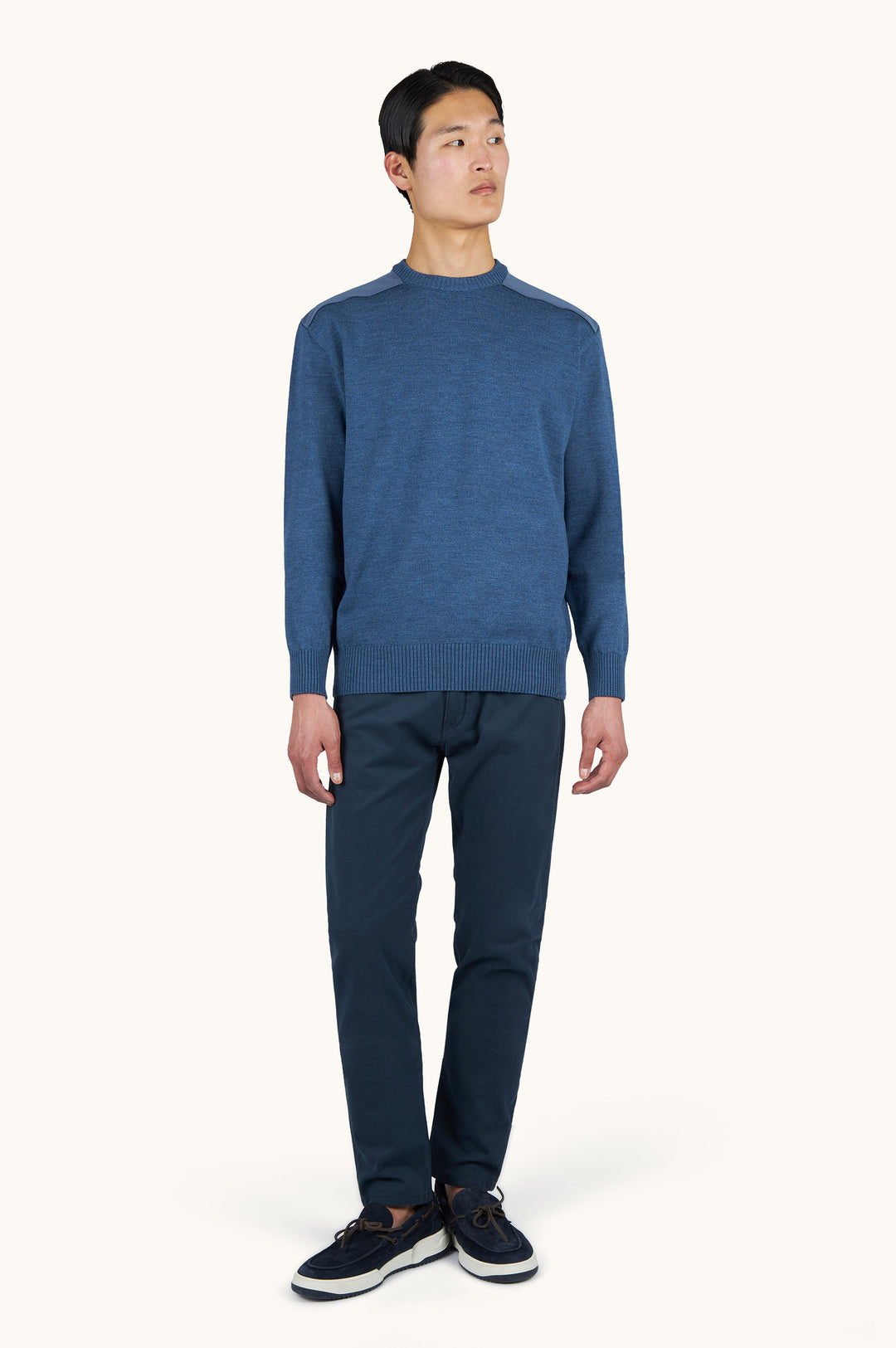 Paul &amp; Shark Soft Cool Touch Wool Crewneck Sweater with Typhoon® Details | Blue Melange
