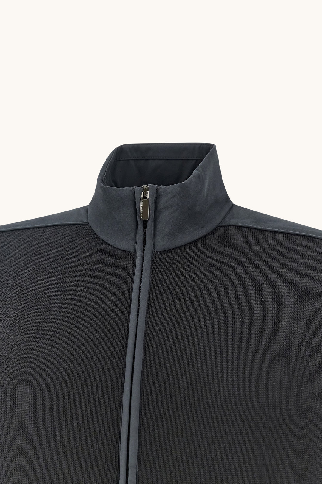 Paul &amp; Shark Zip-up Sweater in Soft Cool Touch Wool with Typhoon® Re-4x4 Stretch Details | Black