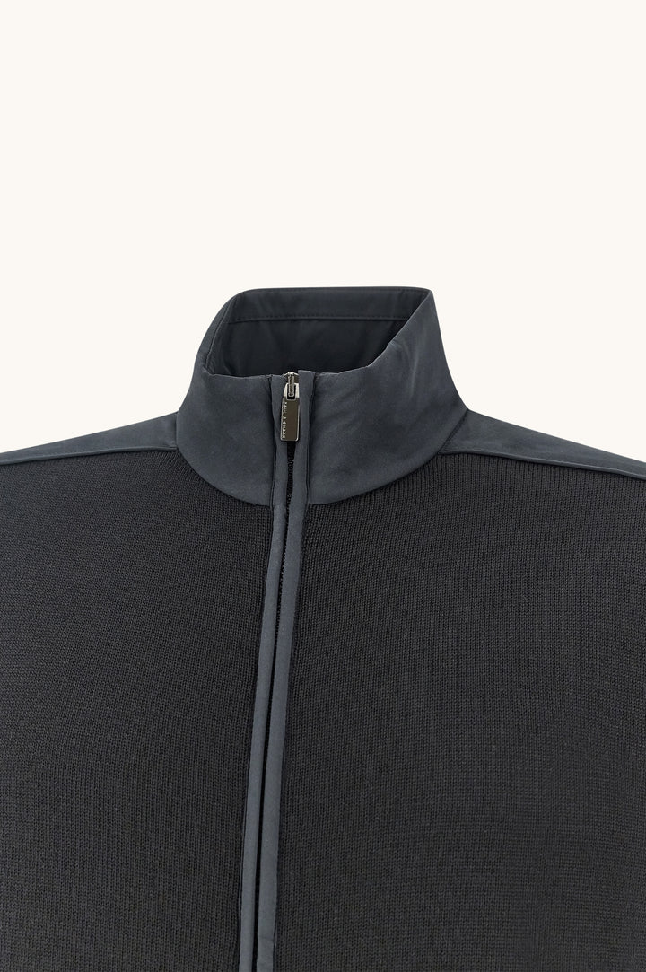 Paul &amp; Shark Zip-up Sweater in Soft Cool Touch Wool with Typhoon® Re-4x4 Stretch Details | Black