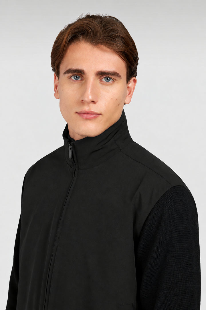Paul &amp; Shark Hybrid in Soft Cool Touch Wool and Typhoon® Re-4x4 Stretch Cardigan | Black