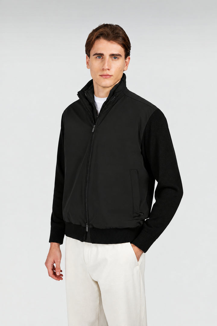 Paul &amp; Shark Hybrid in Soft Cool Touch Wool and Typhoon® Re-4x4 Stretch Cardigan | Black