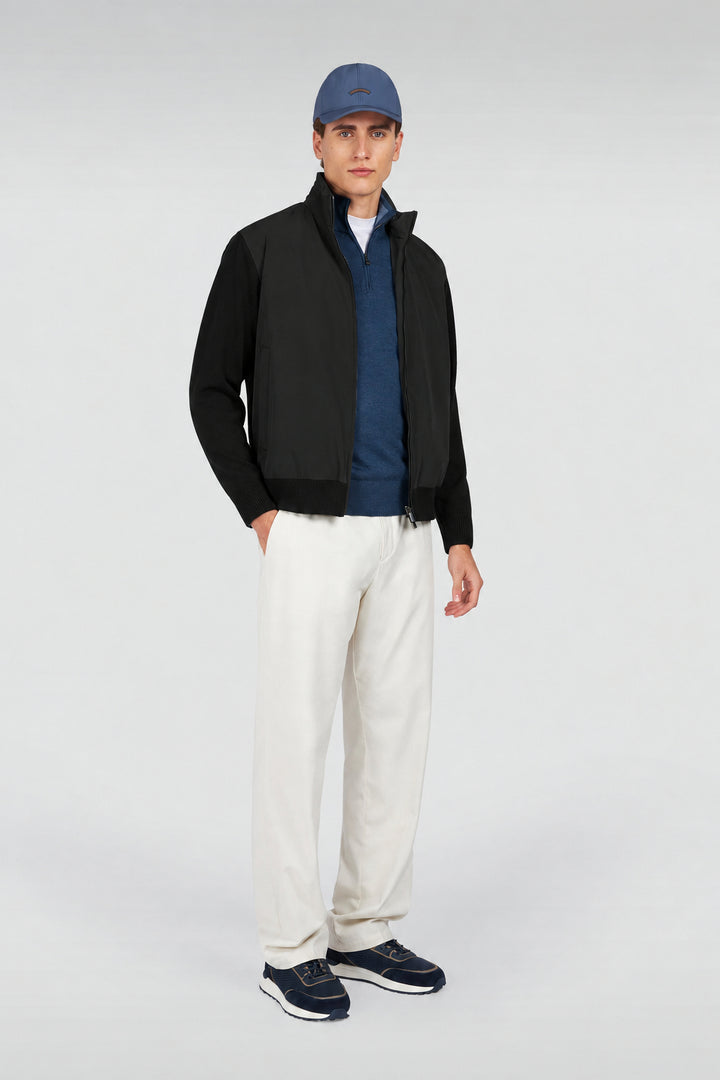 Paul &amp; Shark Hybrid in Soft Cool Touch Wool and Typhoon® Re-4x4 Stretch Cardigan | Black