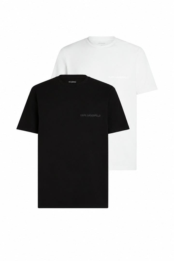 Karl Lagerfeld Logo T-shirt 2-Pack in Regular Fit | Black/White