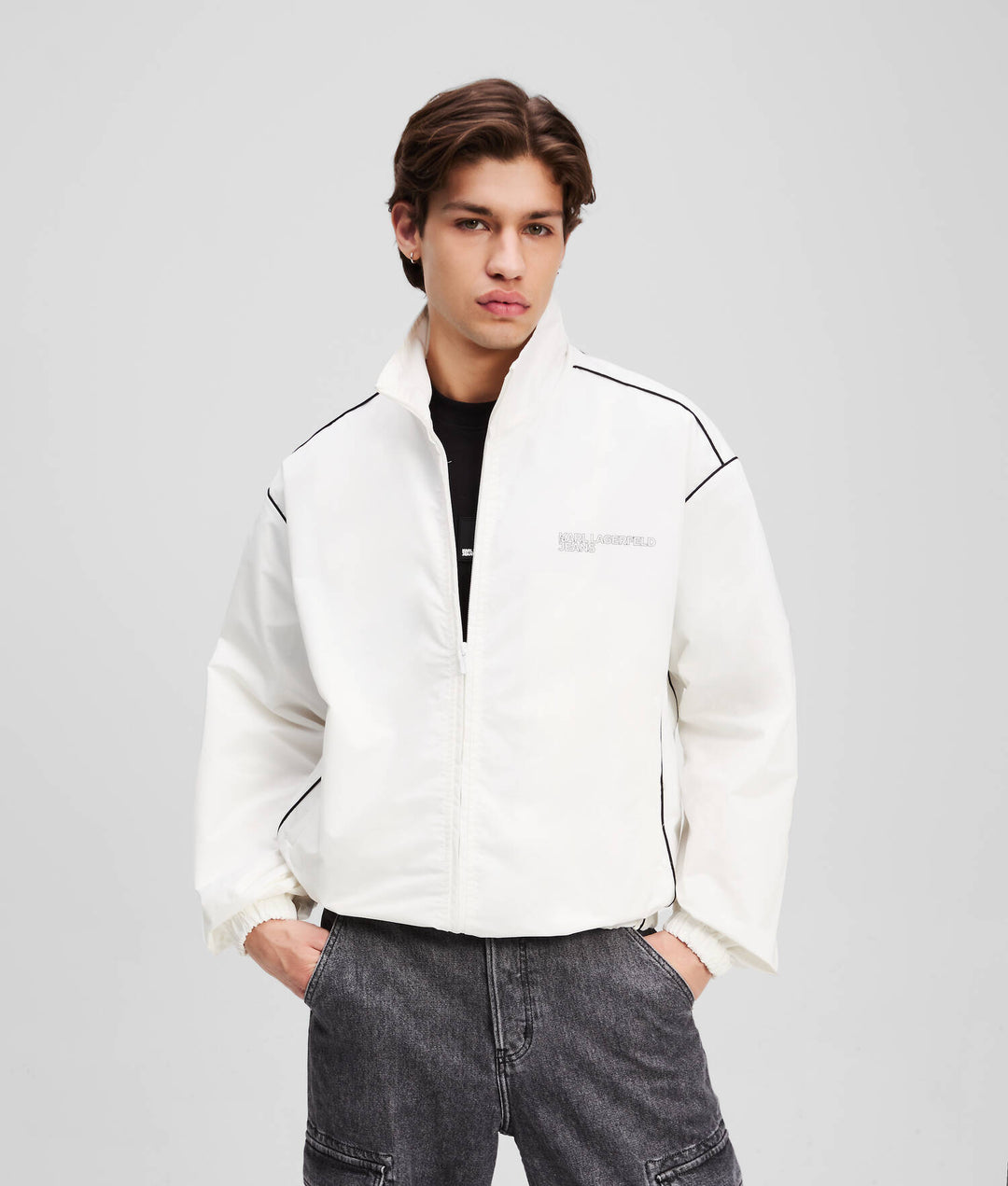 Karl Lagerfeld Logo Piping Jacket | White