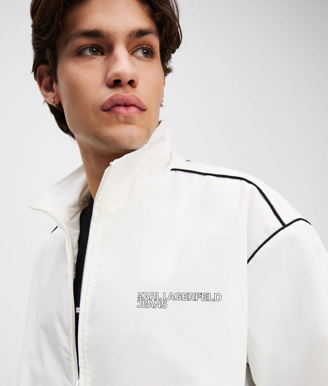Karl Lagerfeld Logo Piping Jacket | White
