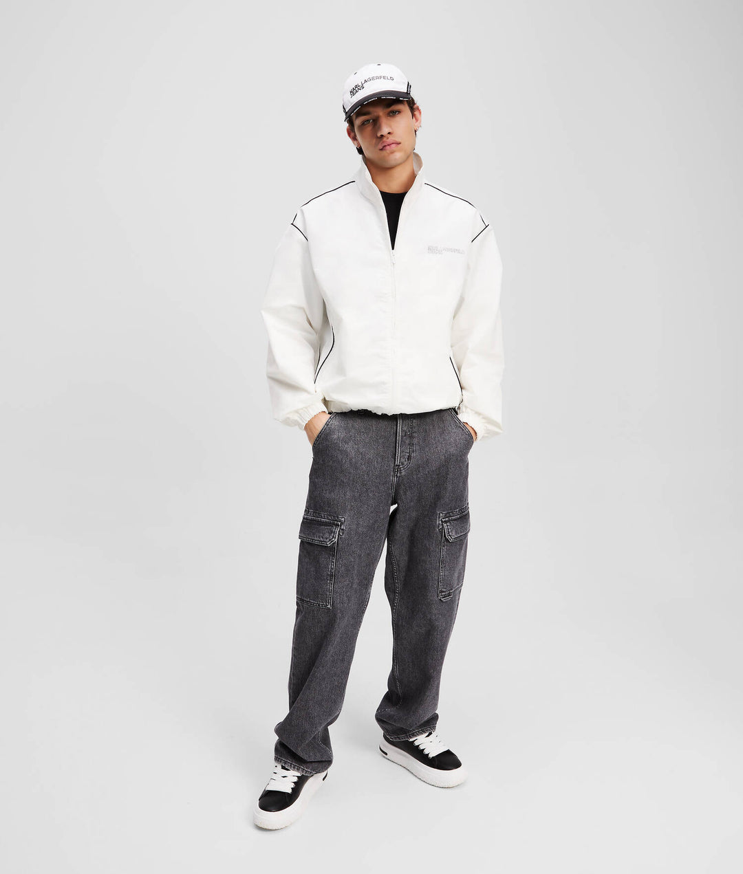 Karl Lagerfeld Logo Piping Jacket | White