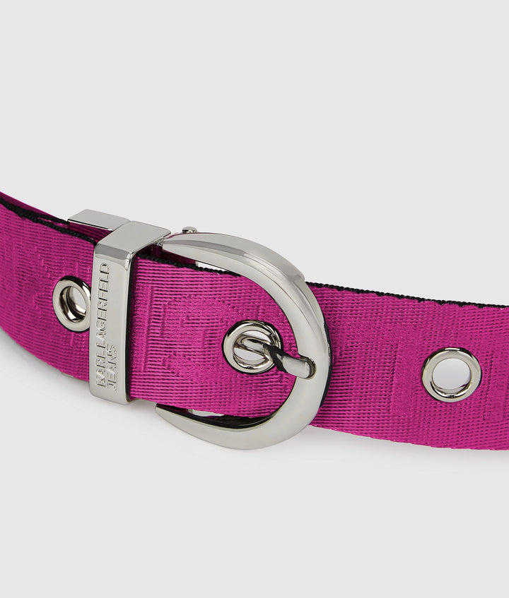 Karl Lagerfeld Reversible Webbing Women's Belt | Berry/Black
