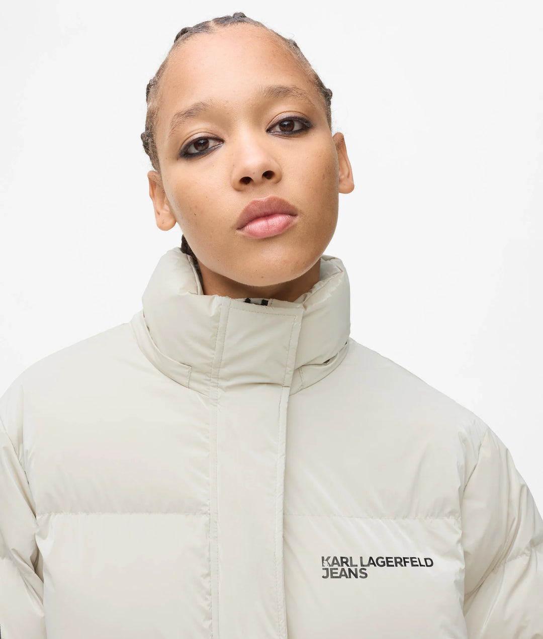 Karl Lagerfeld Women's Shiny Puffer Jacket | Off White