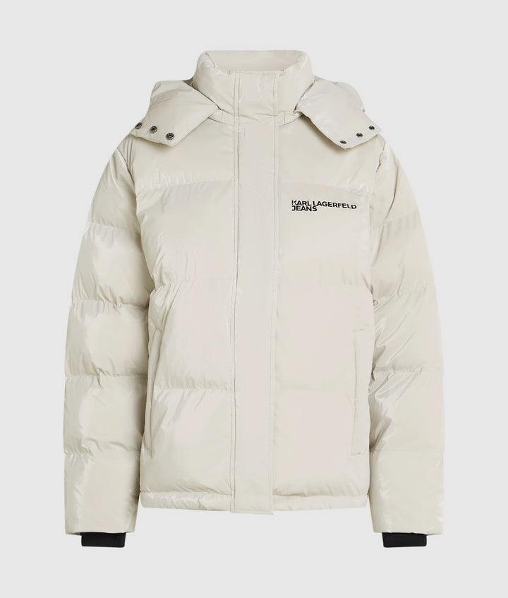 Karl Lagerfeld Women's Shiny Puffer Jacket | Off White