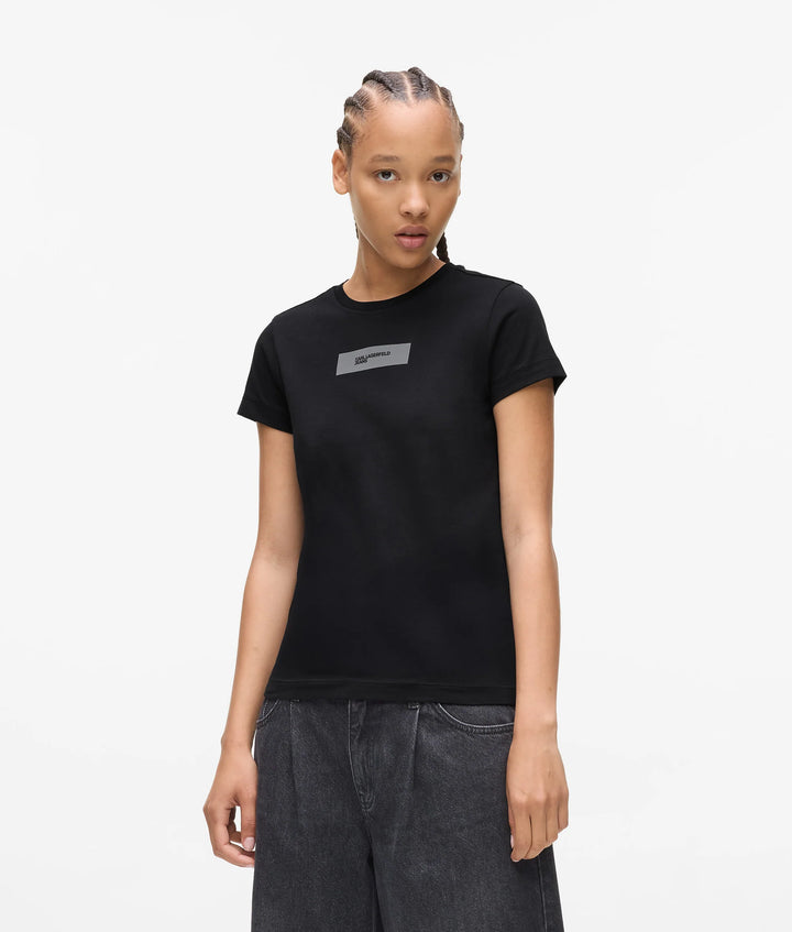 Karl Lagerfeld Women's Slim Reflective Logo T-shirt | Black