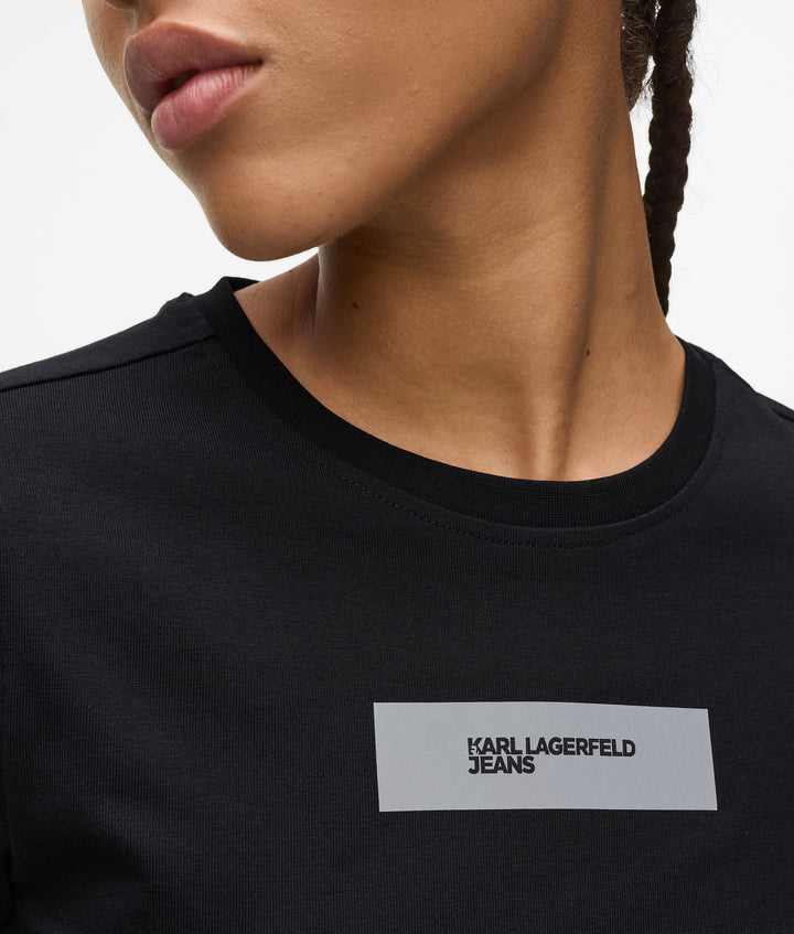 Karl Lagerfeld Women's Slim Reflective Logo T-shirt | Black