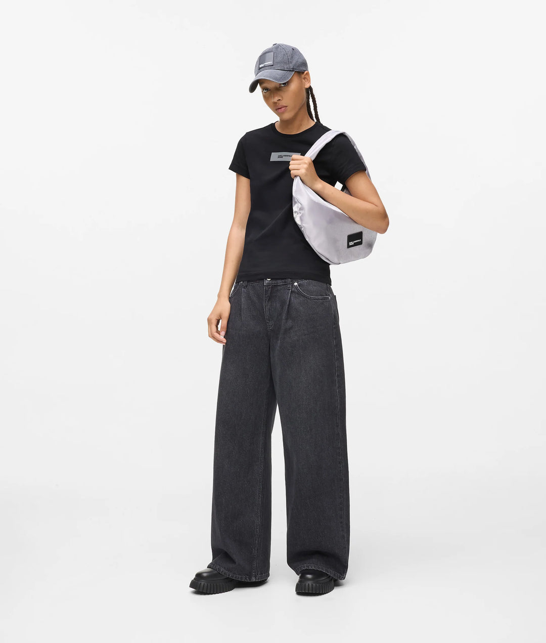 Karl Lagerfeld Women's Slim Reflective Logo T-shirt | Black