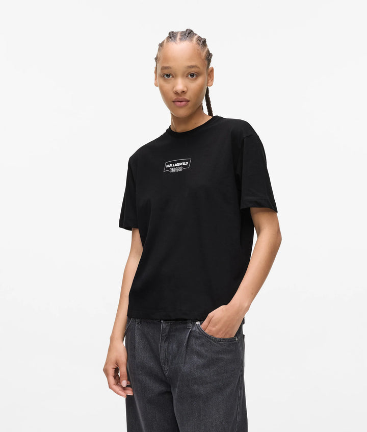 Karl Lagerfeld Women's Regular Outline Logo T-shirt | Black