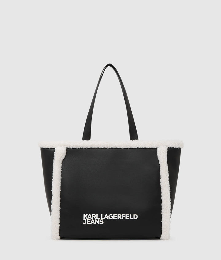 Karl Lagerfeld Shearling Tote Bag | Black/White