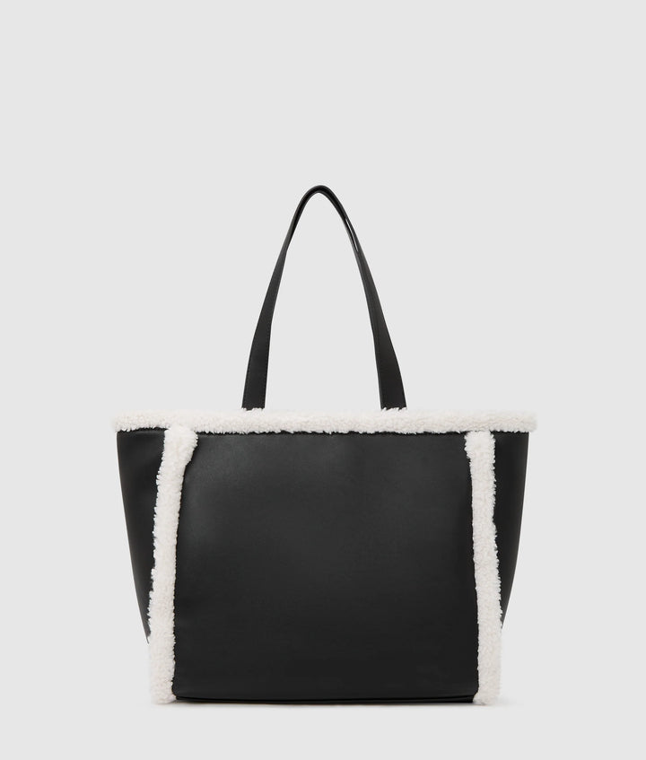 Karl Lagerfeld Shearling Tote Bag | Black/White