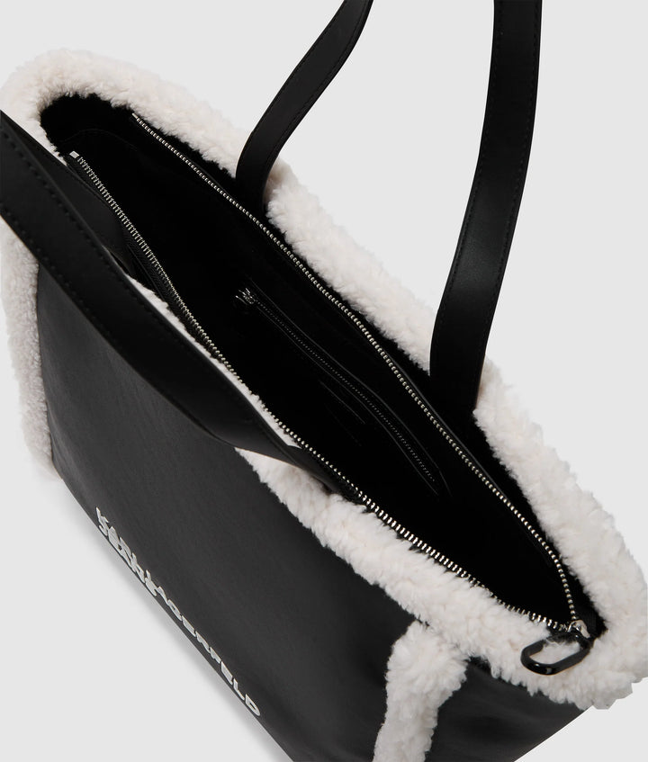 Karl Lagerfeld Shearling Tote Bag | Black/White