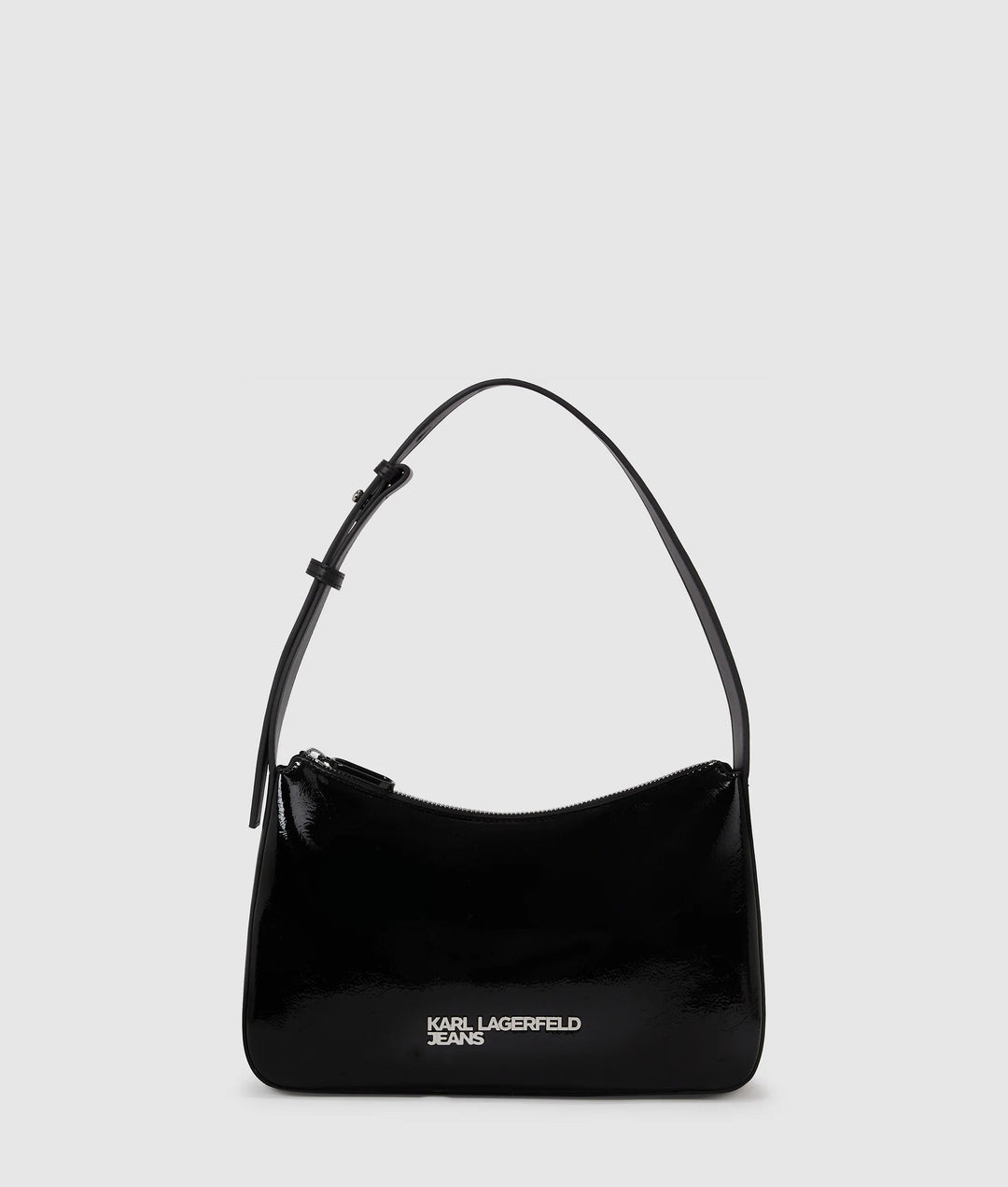Karl Lagerfeld Logo Shiny Shoulder Bag | Black