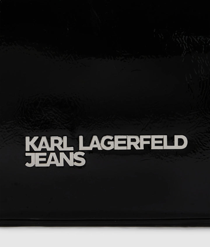 Karl Lagerfeld Logo Shiny Shoulder Bag | Black