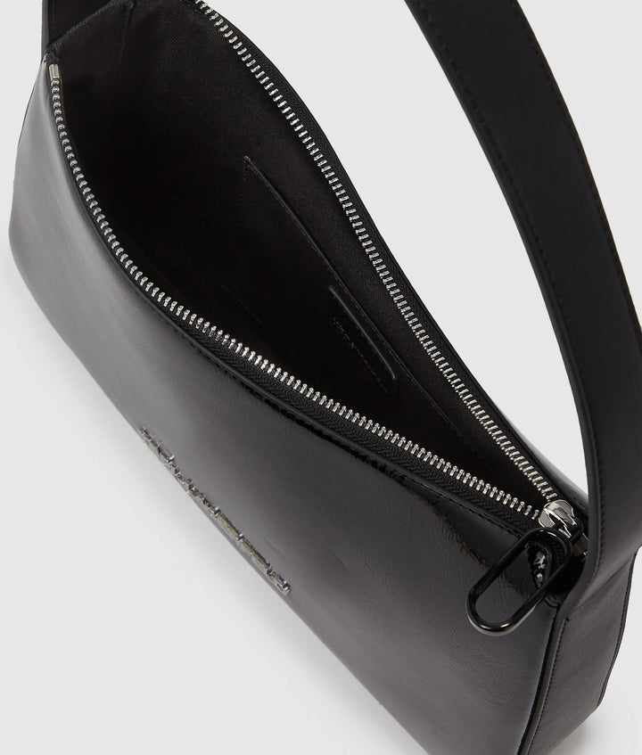 Karl Lagerfeld Logo Shiny Shoulder Bag | Black