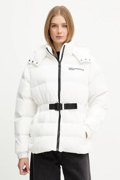 Karl Lagerfeld Women's Belted Puffer Jacket | White
