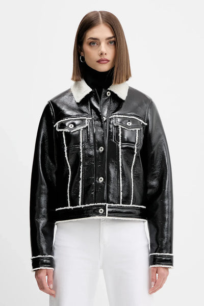 Karl Lagerfeld Women's Faux Leather Jacket | Black/White
