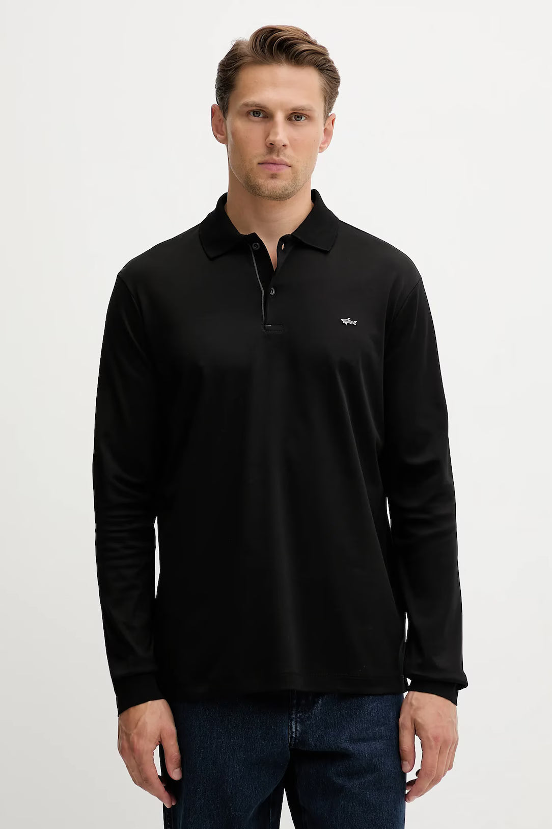 Paul & Shark Metal Shark Aqua Touch Cotton Polo | Black