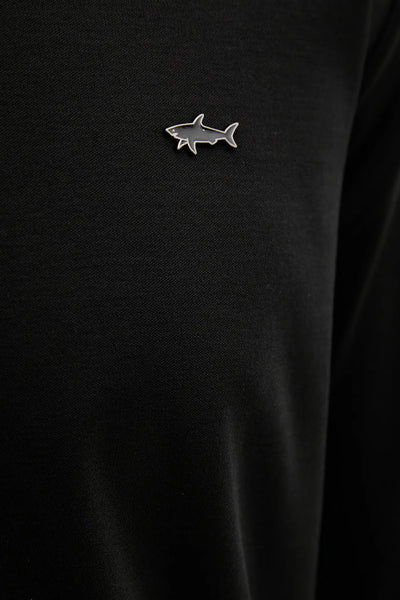 Paul & Shark Metal Shark Aqua Touch Cotton Polo | Black