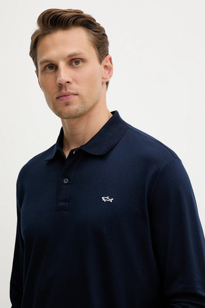 Paul & Shark Shark Badge Double Piqué Cotton Polo | Navy
