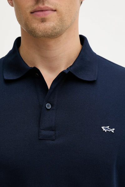 Paul & Shark Shark Badge Double Piqué Cotton Polo | Navy