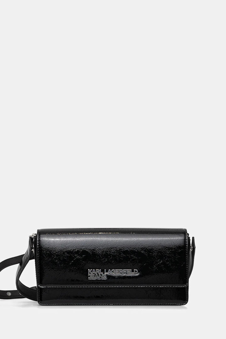 Karl Lagerfeld Metal Logo Shiny Bag | Black
