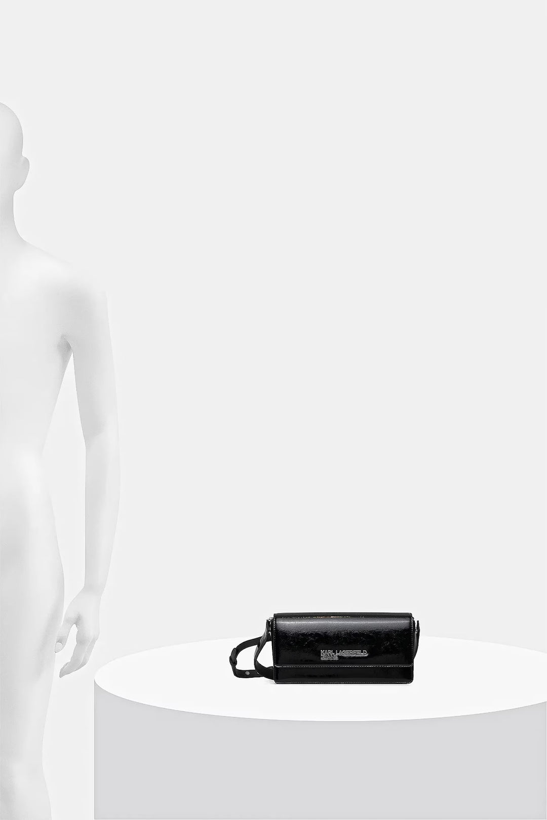 Karl Lagerfeld Metal Logo Shiny Bag | Black