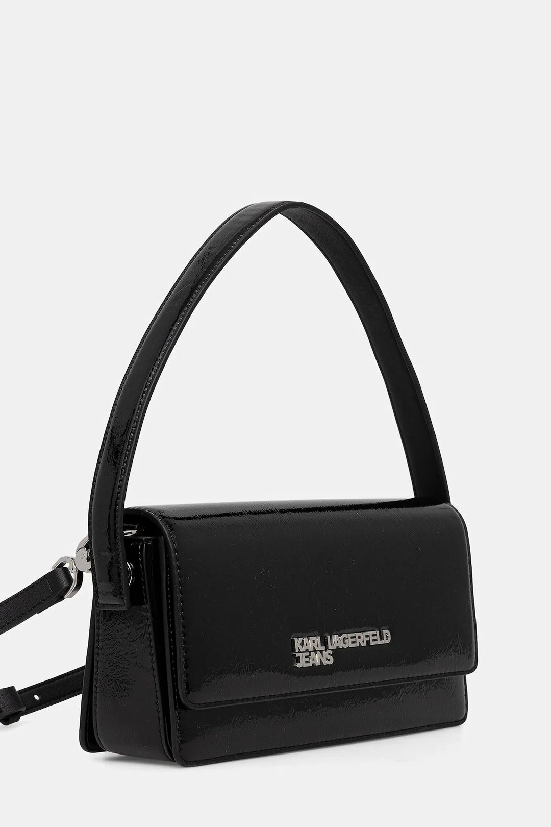 Karl Lagerfeld Metal Logo Shiny Bag | Black