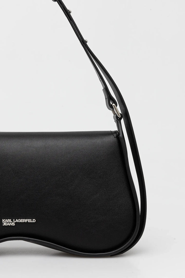 Karl Lagerfeld Shoulder Stud Bag with Flap | Black