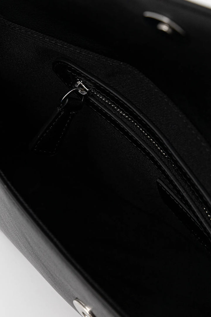 Karl Lagerfeld Shoulder Stud Bag with Flap | Black