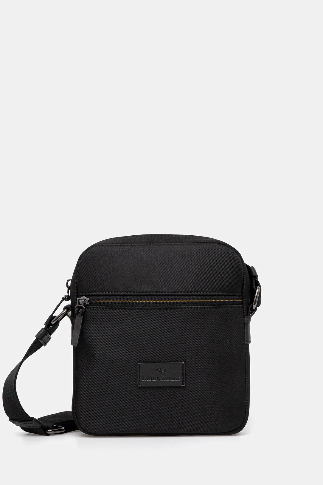 Paul & Shark Leather-Trimmed Water Repellent Messenger Bag | Black