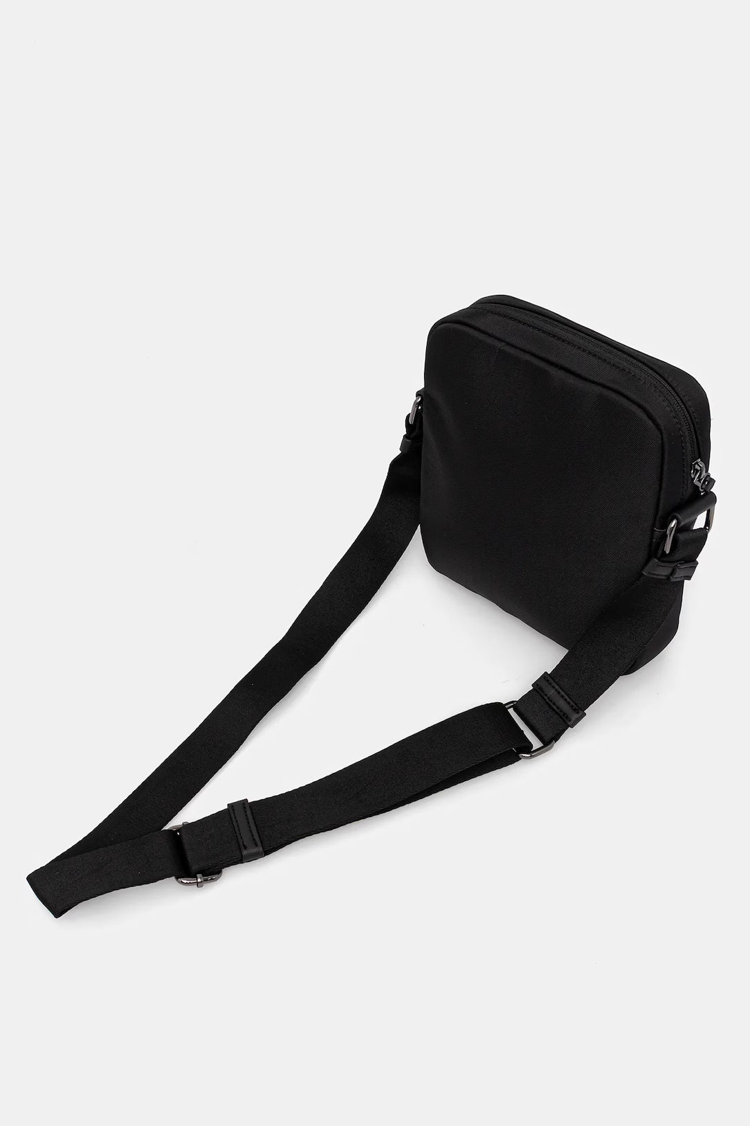 Paul & Shark Leather-Trimmed Water Repellent Messenger Bag | Black