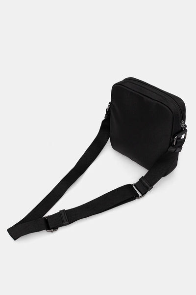 Paul & Shark Leather-Trimmed Water Repellent Messenger Bag | Black