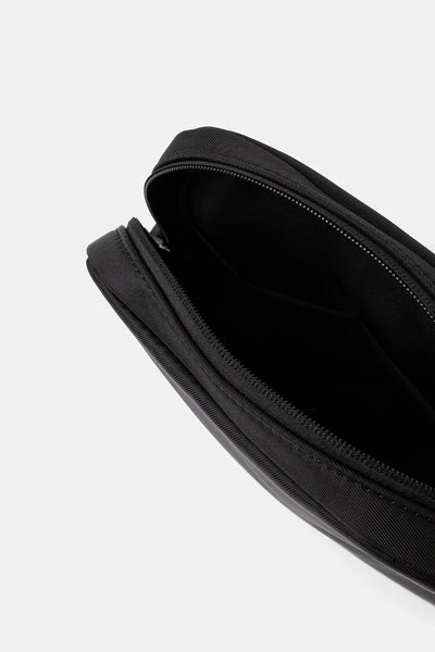 Paul & Shark Leather-Trimmed Water Repellent Messenger Bag | Black