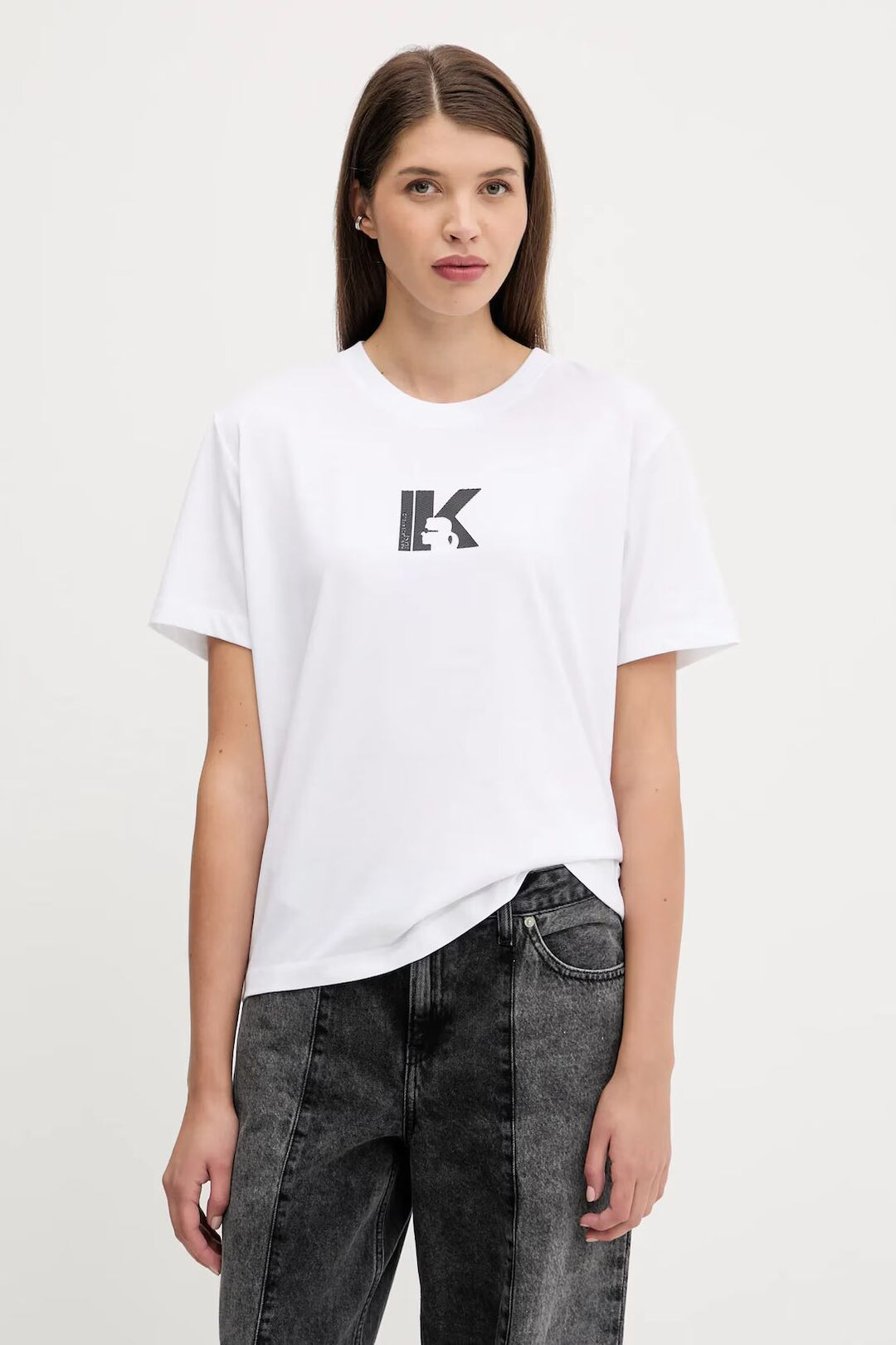 Karl Lagerfeld Regular K Logo Women's T-shirt | White