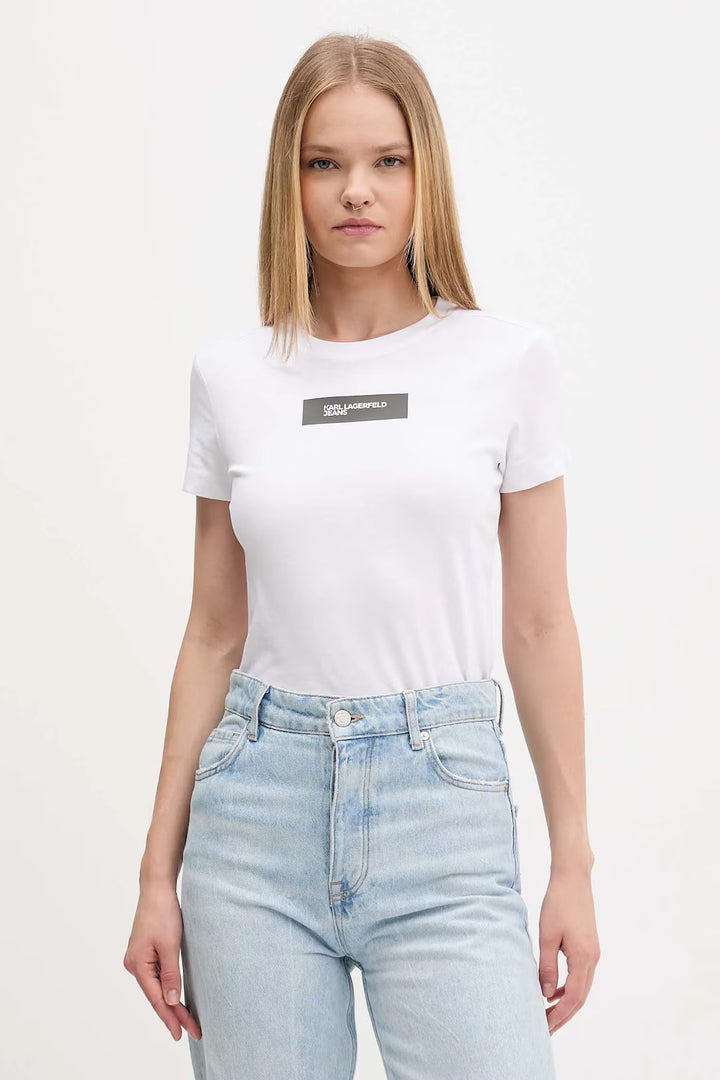 Karl Lagerfeld Women's Slim Reflective Logo T-shirt | White