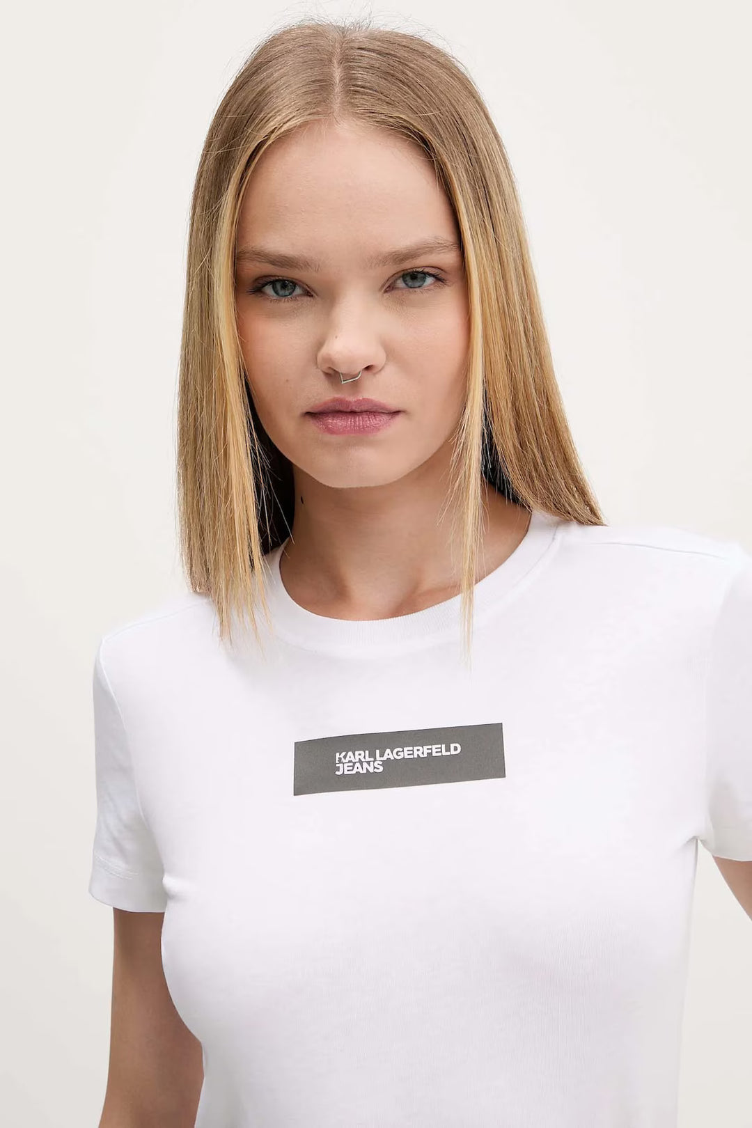 Karl Lagerfeld Women's Slim Reflective Logo T-shirt | White