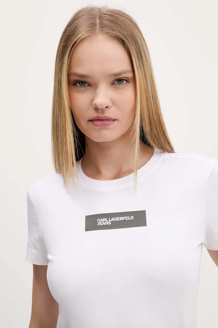Karl Lagerfeld Women's Slim Reflective Logo T-shirt | White