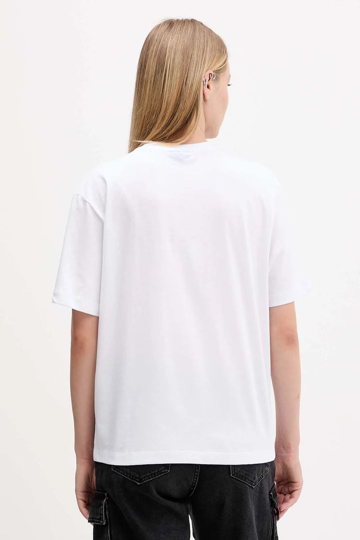 Karl Lagerfeld Women's Regular Outline Logo T-shirt | White