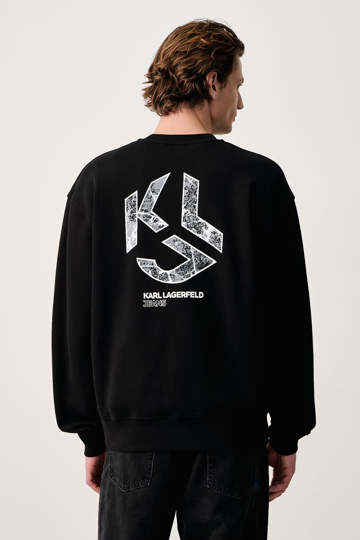 Karl Lagerfeld Relaxed Fit Monogram Logo Sweatshirt | Black