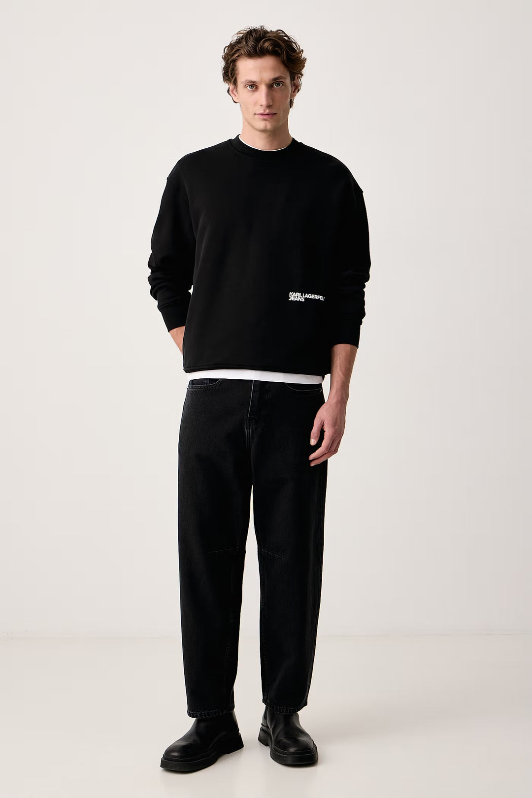 Karl Lagerfeld Relaxed Fit Monogram Logo Sweatshirt | Black