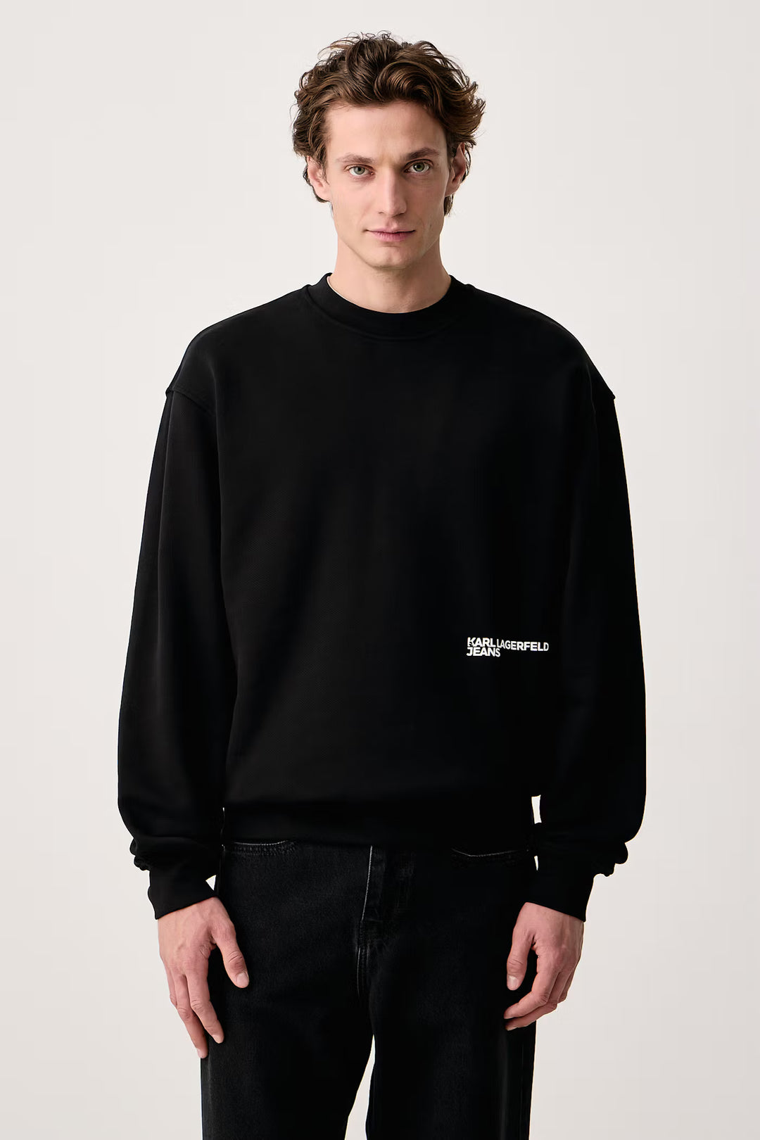 Karl Lagerfeld Relaxed Fit Monogram Logo Sweatshirt | Black