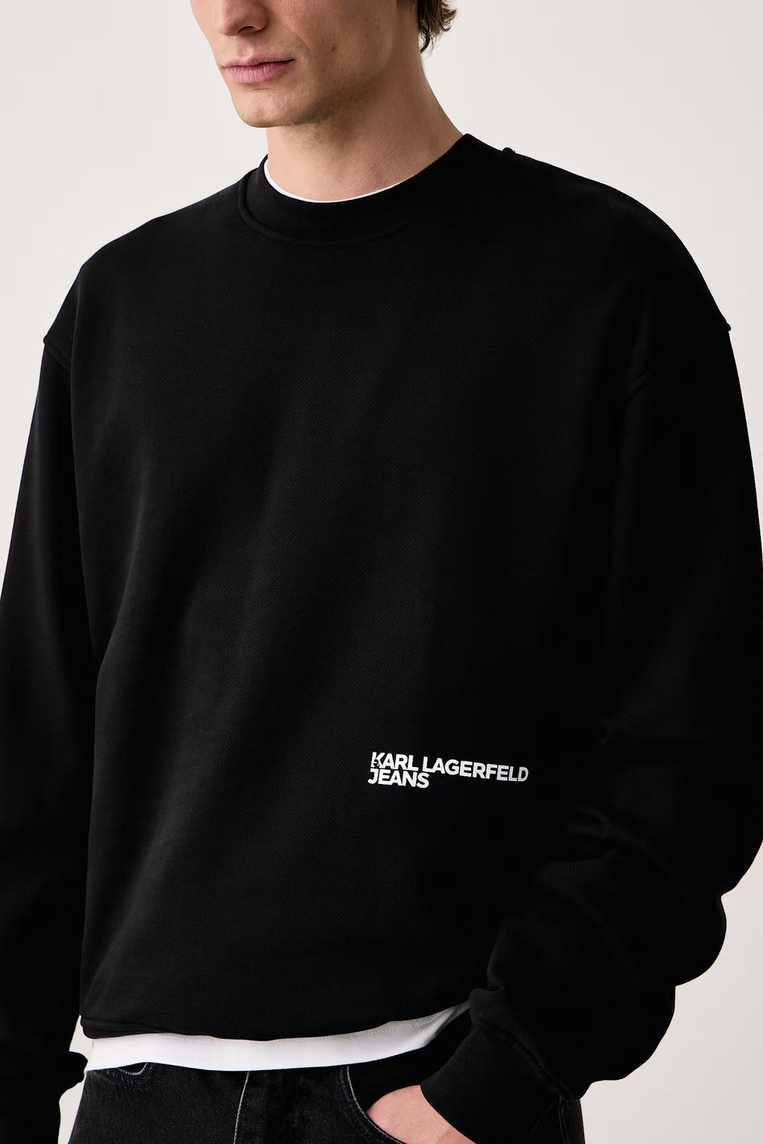 Karl Lagerfeld Relaxed Fit Monogram Logo Sweatshirt | Black