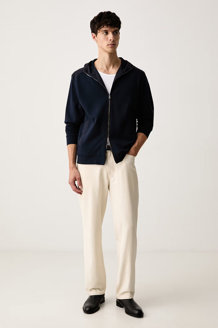 Paul &amp; Shark Stretch Viscose Hoodie with Alcantara Details | Navy